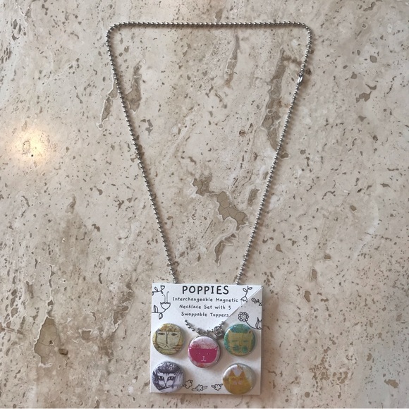 Necklace w/ 5 different cat designs, interchangeable by magnet. Never used. - Picture 3 of 5